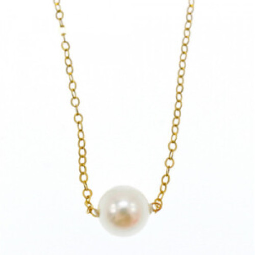 Children'S 14K Yellow Gold Pearl Chain With Pendant