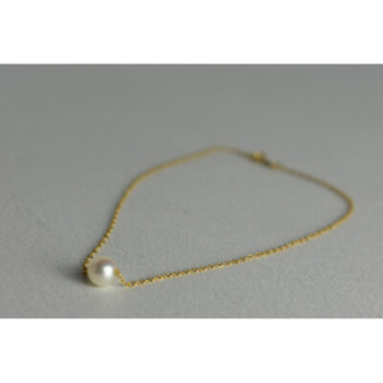 CHILDREN'S 14K YELLOW GOLD PEARL CHAIN WITH PENDANT