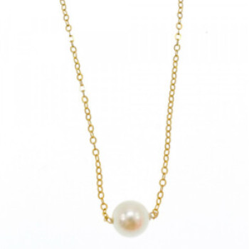 Children'S 14K Yellow Gold Pearl Chain With Pendant
