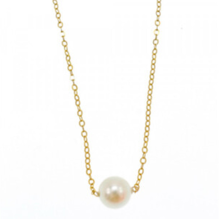 Children'S 14K Yellow Gold Pearl Chain With Pendant