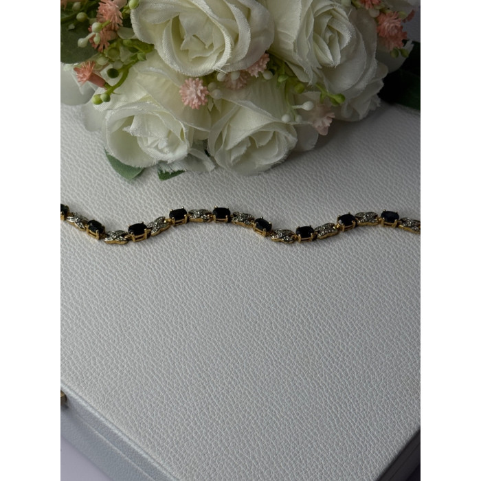 925 Sterling Silver Gold Plated Sapphire Bracelet Length 7.5 Inch