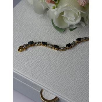 925 Sterling Silver Gold Plated Sapphire Bracelet Length 7.5 Inch