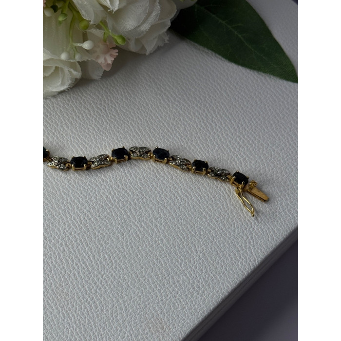 925 Sterling Silver Gold Plated Sapphire Bracelet Length 7.5 Inch