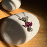 14K White Gold Pendant Necklace Ruby & Diamond