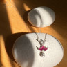 14K White Gold Pendant Necklace Ruby & Diamond