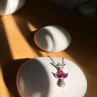 14K White Gold Pendant Necklace Ruby & Diamond