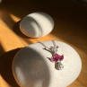 14K White Gold Pendant Necklace Ruby & Diamond