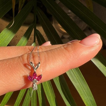 14K White Gold Pendant Necklace Ruby & Diamond