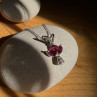 14K White Gold Pendant Necklace Ruby & Diamond