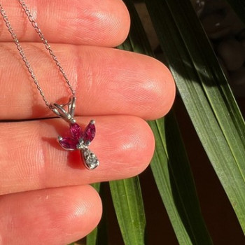 14K White Gold Pendant Necklace Ruby & Diamond