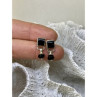 Vintage 925 Sterling Silver Black Nephrite Earrings
