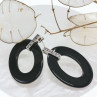 925 Sterling Silver Black Jewelry Glass & CZ Earrings