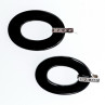 925 Sterling Silver Black Jewelry Glass & CZ Earrings