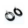 925 Sterling Silver Black Jewelry Glass & CZ Earrings