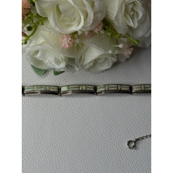 925 Sterling Silver Shiny Opal Bracelet Length 7.5 Inch