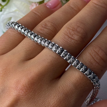 925 Sterling Silver Fas 3 Diamonds Bracelet Length 7.5 Inch