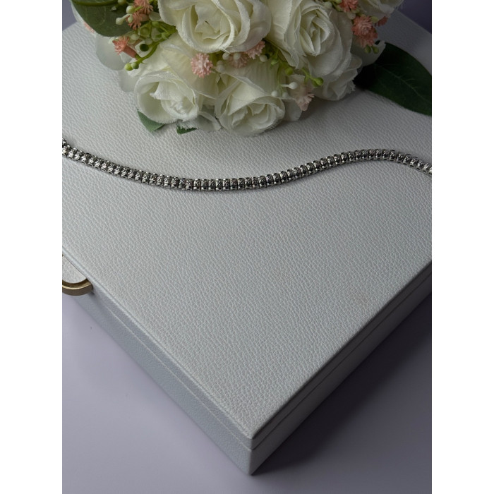 925 Sterling Silver Fas 3 Diamonds Bracelet Length 7.5 Inch