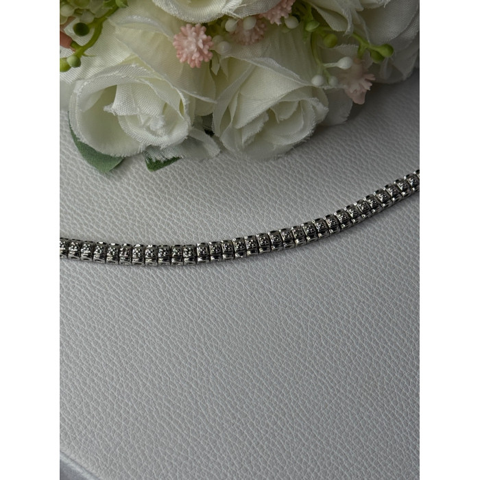 925 Sterling Silver Fas 3 Diamonds Bracelet Length 7.5 Inch