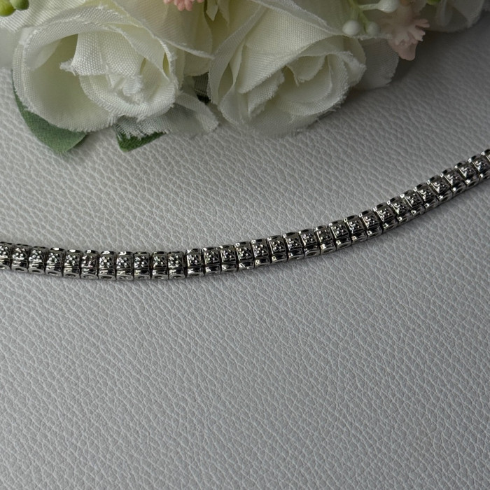 925 Sterling Silver Fas 3 Diamonds Bracelet Length 7.5 Inch