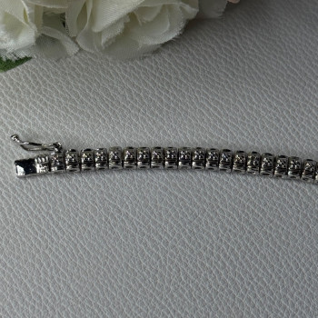 925 Sterling Silver Fas 3 Diamonds Bracelet Length 7.5 Inch