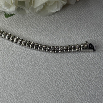 925 Sterling Silver Fas 3 Diamonds Bracelet Length 7.5 Inch