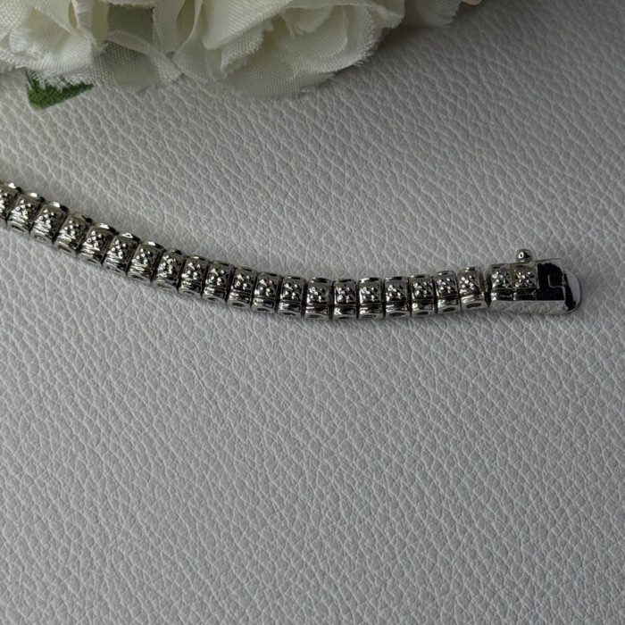 925 Sterling Silver Fas 3 Diamonds Bracelet Length 7.5 Inch