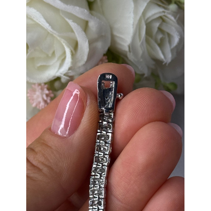 925 Sterling Silver Fas 3 Diamonds Bracelet Length 7.5 Inch