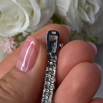 925 Sterling Silver Fas 3 Diamonds Bracelet Length 7.5 Inch