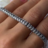 925 Sterling Silver Fas 3 Diamonds Bracelet Length 7.5 Inch