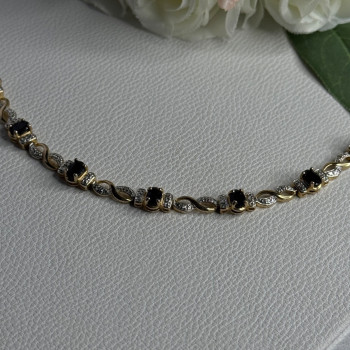 925 Sterling Silver Gold Plated Sapphire Bracelet Length 8.5 Inch