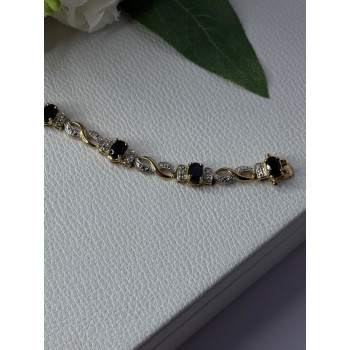 925 Sterling Silver Gold Plated Sapphire Bracelet Length 8.5 Inch