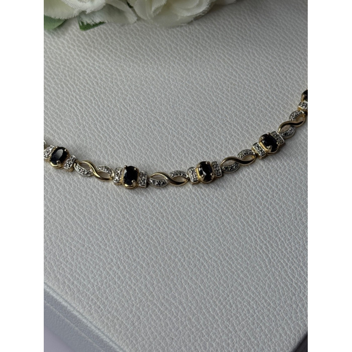 925 Sterling Silver Gold Plated Sapphire Bracelet Length 8.5 Inch