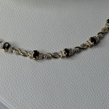 925 Sterling Silver Gold Plated Sapphire Bracelet Length 8.5 Inch