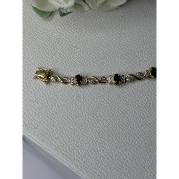 925 Sterling Silver Gold Plated Sapphire Bracelet Length 8.5 Inch