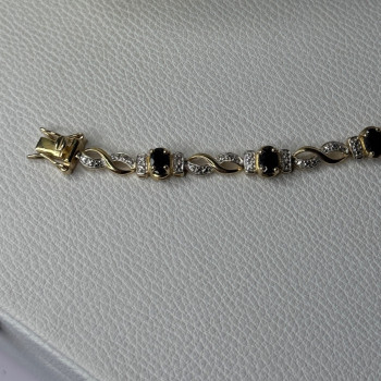 925 Sterling Silver Gold Plated Sapphire Bracelet Length 8.5 Inch