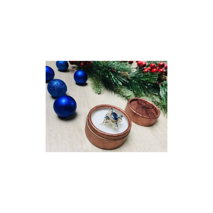 925 Sterling Silver Spinel & Aquamarines Ring Size 6.5