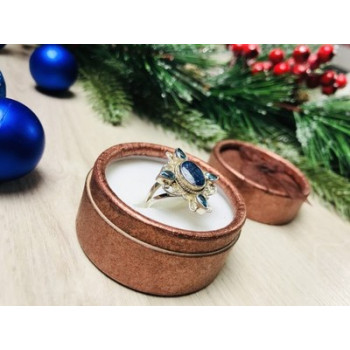 925 Sterling Silver Spinel & Aquamarines Ring Size 6.5