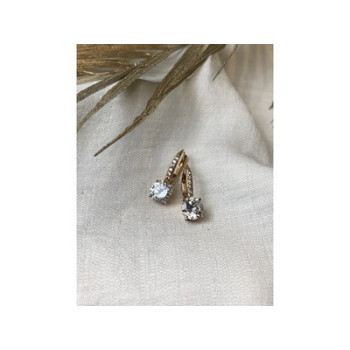 925 Sterling Silver Gold Plated CZ Earrings