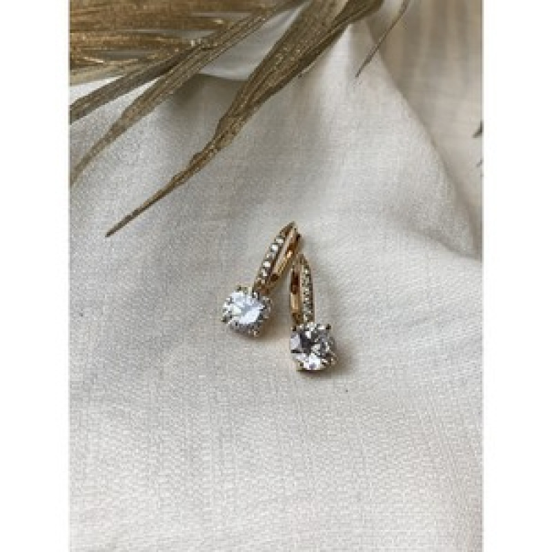 925 Sterling Silver Gold Plated CZ Earrings