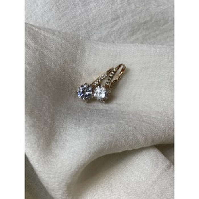 925 Sterling Silver Gold Plated CZ Earrings