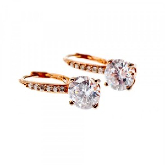 925 Sterling Silver Gold Plated CZ Earrings