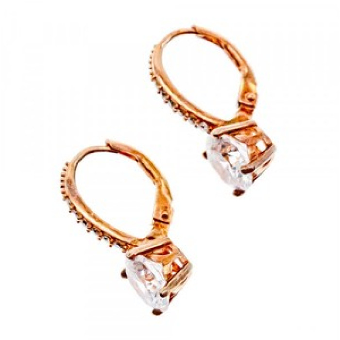 925 Sterling Silver Gold Plated CZ Earrings