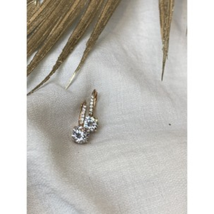 925 Sterling Silver Gold Plated CZ Earrings