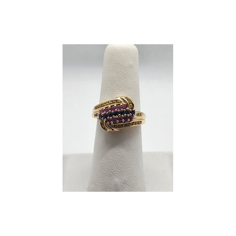 14K YELLOW GOLD TOURMALINE & DIAMOND RING  SIZE 5.5