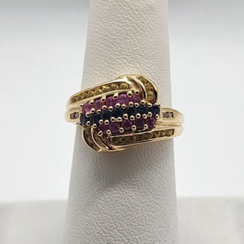 14K Yellow Gold Tourmaline & Diamond Ring Size 5.5