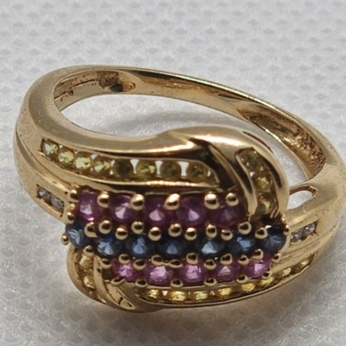 14K Yellow Gold Tourmaline & Diamond Ring Size 5.5