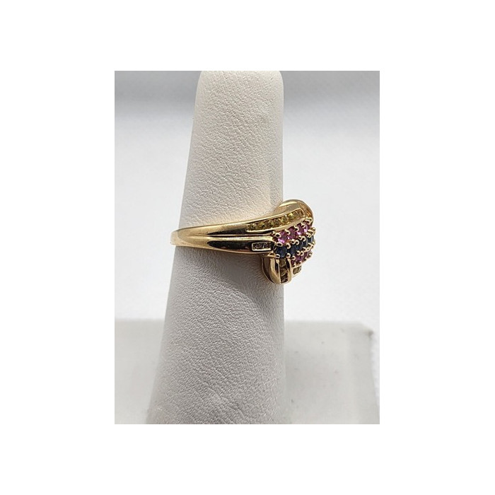 14K YELLOW GOLD TOURMALINE & DIAMOND RING  SIZE 5.5