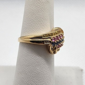 14K Yellow Gold Tourmaline & Diamond Ring Size 5.5