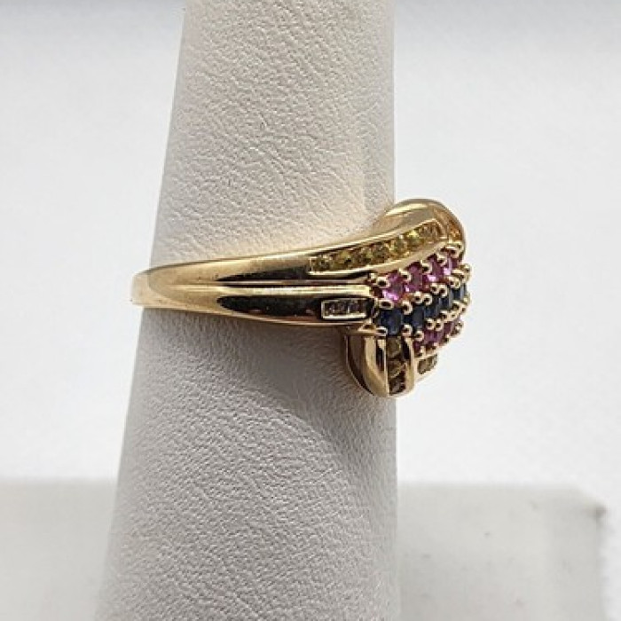 14K Yellow Gold Tourmaline & Diamond Ring Size 5.5