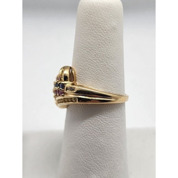 14K YELLOW GOLD TOURMALINE & DIAMOND RING  SIZE 5.5
